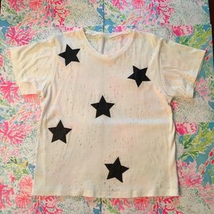 byChance white distressed black star tee Small